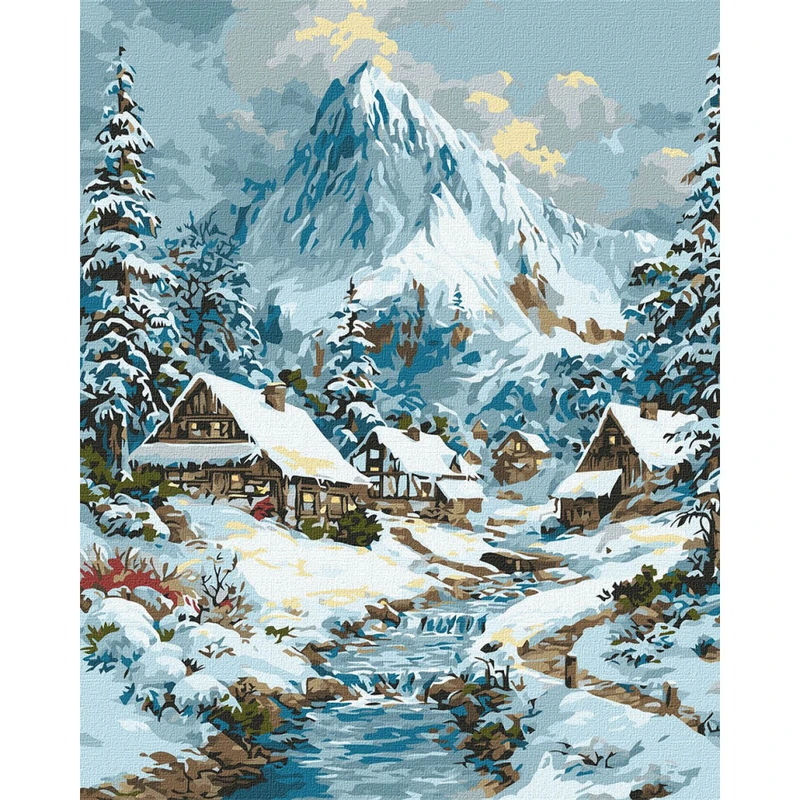 Картина за номерами "Зимовий затишок серед гір" KHO6422, 40х50 см