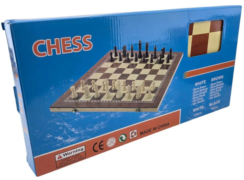 Нарди з шахами і шашками дерев'яні (39х39х2 см)