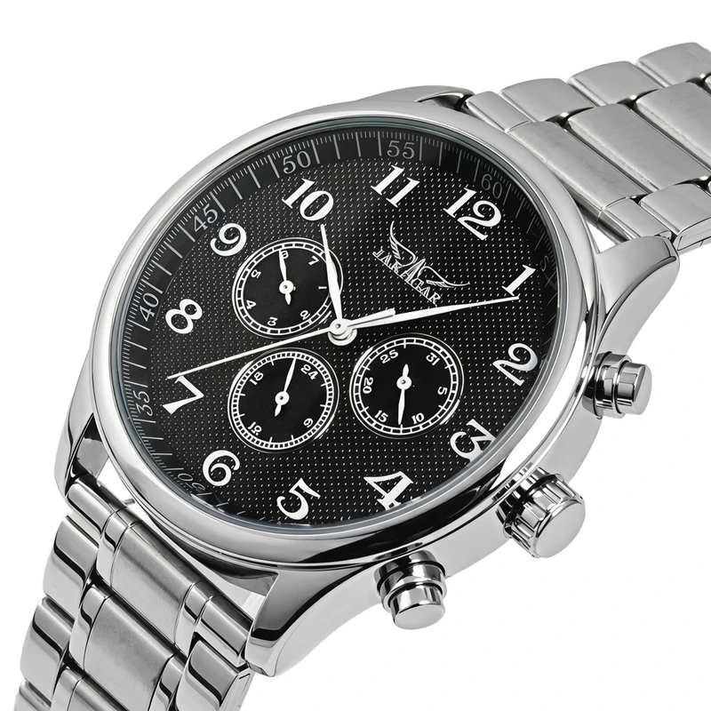 Чоловічий механічний годинник Jaragar Elite Pure Silver, 2 ремінці