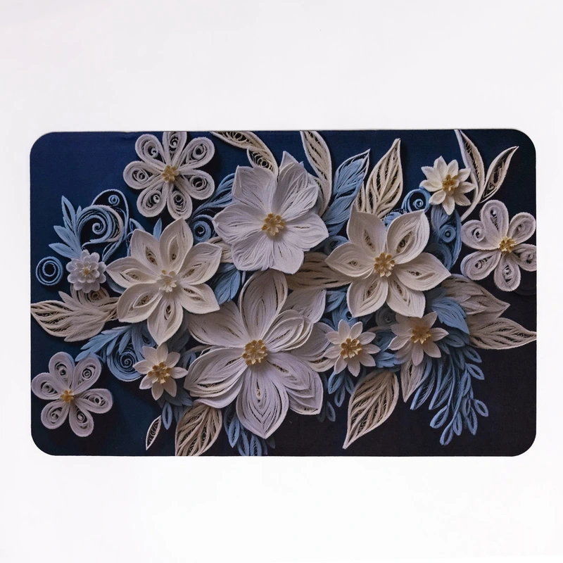 Антиковзний 3D-килимок для ванної кімнати з м'якого діатоміту 38×58 (см) вологопоглинальний килимок для дому ванни туалету Синій HP-42-61