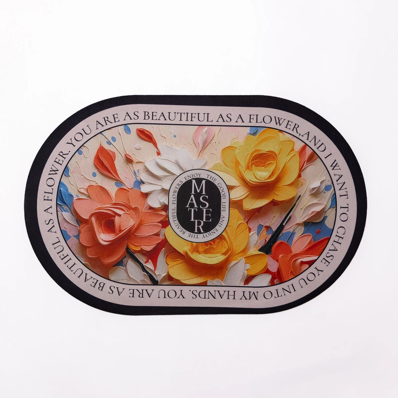 Діатомітовий 3d килимок овальний для дому Beautiful Flowers 38×58 (см) вологопоглинальнючий килимок для кухні ванни та туалету HP-42-55