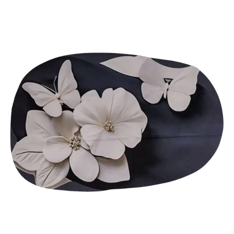 Килимок для ванної кімнати з 3D-ефектом Petal Relief 58*38 см діатомітовий Чорний HP-42-38 — Jiamat