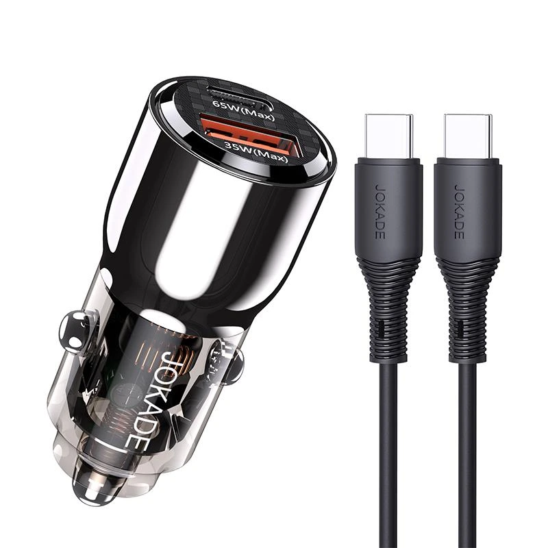 Автомобільний зарядний пристрій Jokade JH026 (USB/USB-C/100W) + кабель Type-C - Type-C-  чорний — Jokade