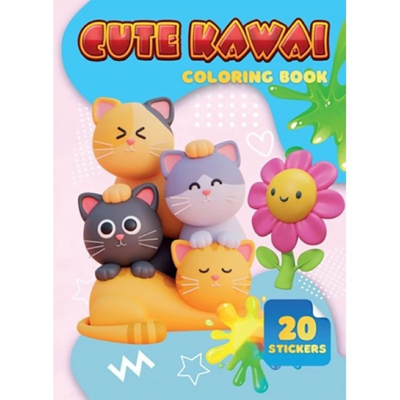 Дитяча розмальовка Cute Kawai А06012505, 20 наліпок А4 — Jumbi