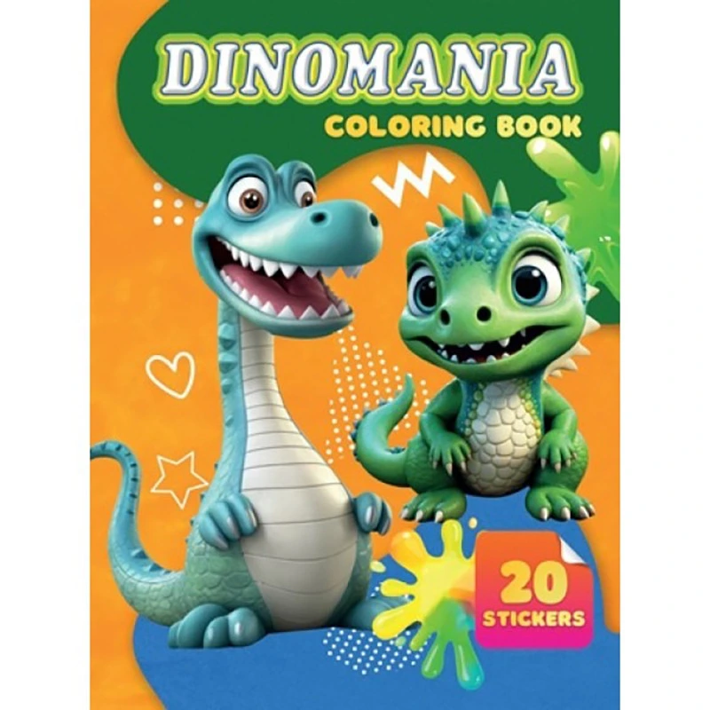 Дитяча розмальовка Dinomania А06012503, 20 наліпок А4 — Jumbi