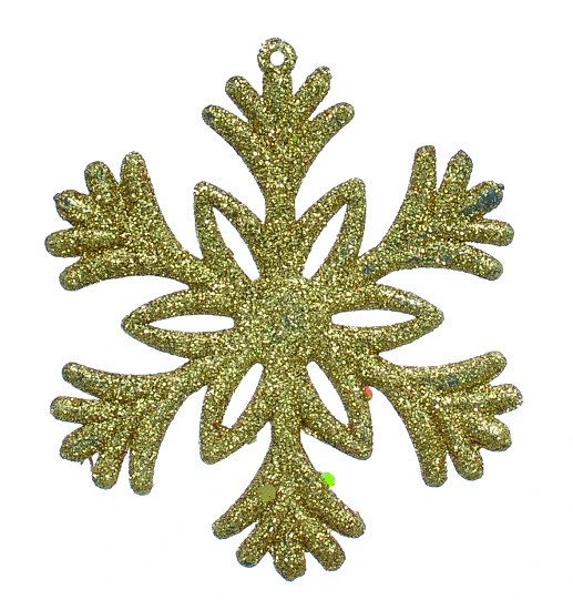 Новорічна прикраса "Сніжинка", 10 см., 1 шт., пластик, золотистий