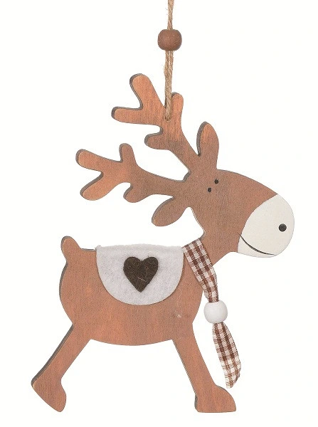 Декоративна прикраса, 13 см, Олень, дерево, колір коричневий