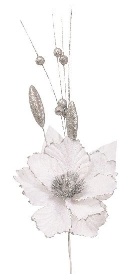 Прикраса декоративна Квітка, 40 см, текстиль, колір білий