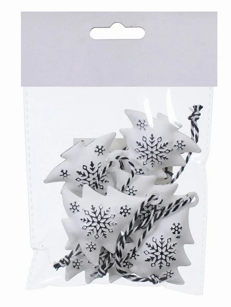 Набір новорічних прикрас Ялинка, 6 шт, метал, білий з чорним