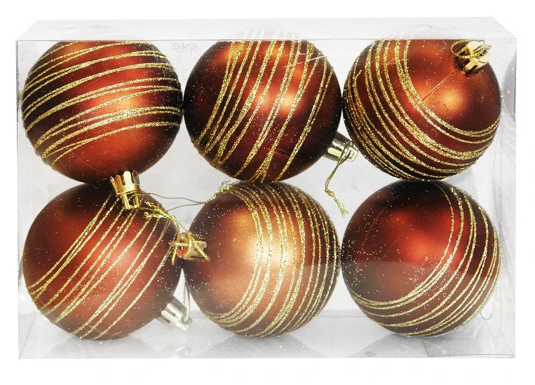 Набір кульок 6 шт, 7 см, пластик, колір коричневий з візерунком