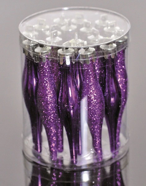 Набір ялинкових прикрас, 9,5 см, Бурулька, 18 шт, пластик, колір фіолетовий