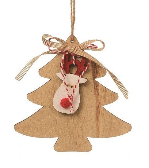 Декоративна прикраса 12х12х1 см "Ялинка", дерево, коричневий