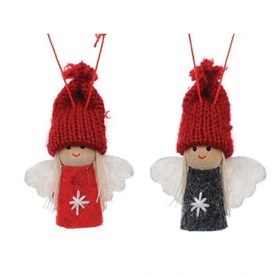 Підвіска новорічна "Ангел" Jumi комплект 2 шт, 5,5 см, фетр червоно-сірий