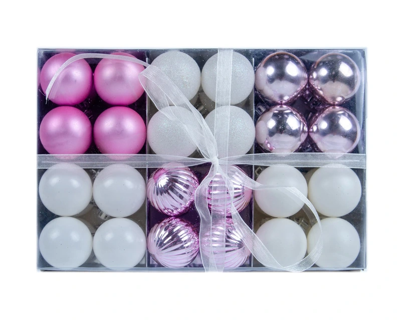 Ялинкові пластикові кульки Jumi, комплект 48 шт, Ø 4 см, колір білий, ліловий