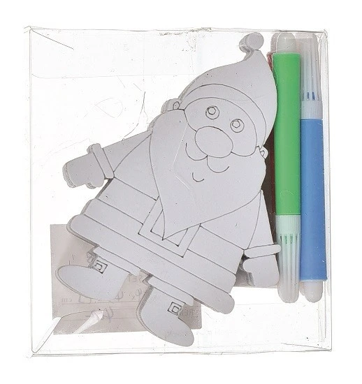 Комплект прикрас для розфарбовування 9,5x7,5 см, "Санта" та фломастери, 3 шт