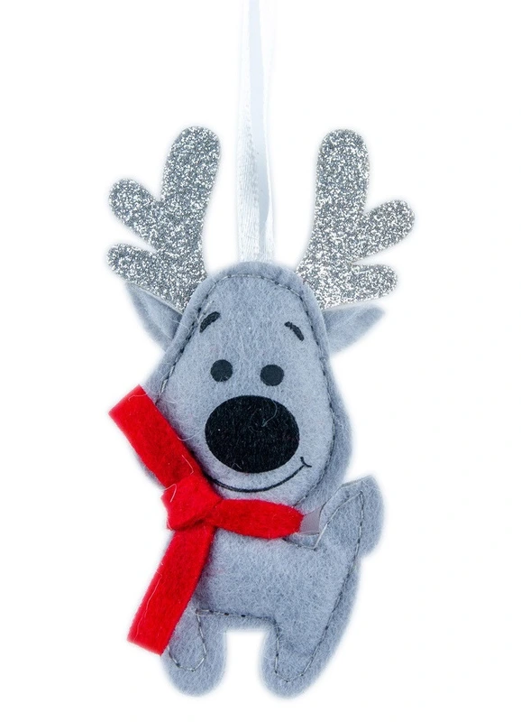 Підвіска новорічна «Олень» Jumi, текстиль, 10 см, сіра