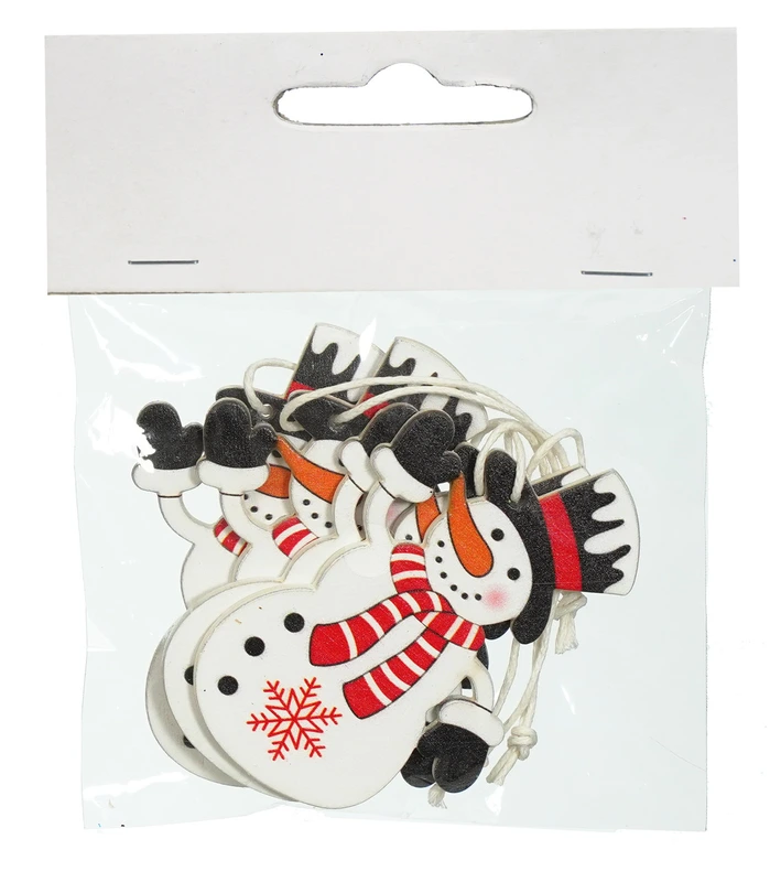 Підвіска новорічна "Сніговик", комплект 4 шт Jumi, дерево, 7 см 1274