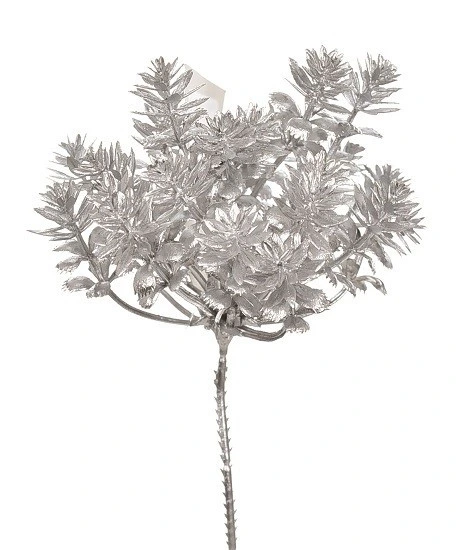 Прикраса ялинкова 24х12см "Гілка", пластик, срібло