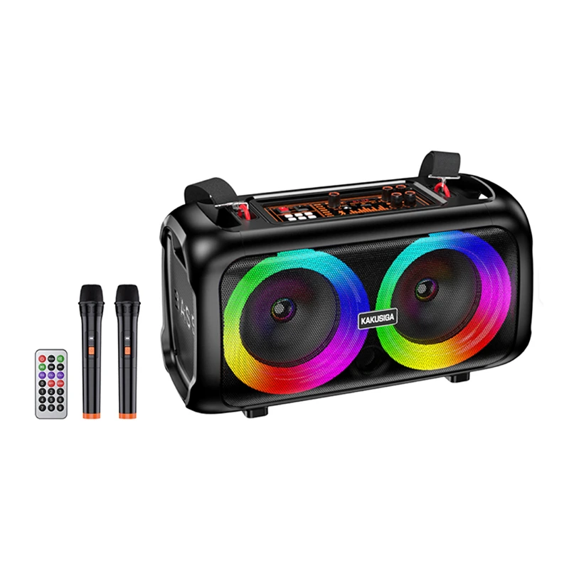 Bluetooth колонка-караоке Kakusiga KK-6203 Colorful Light- чорний