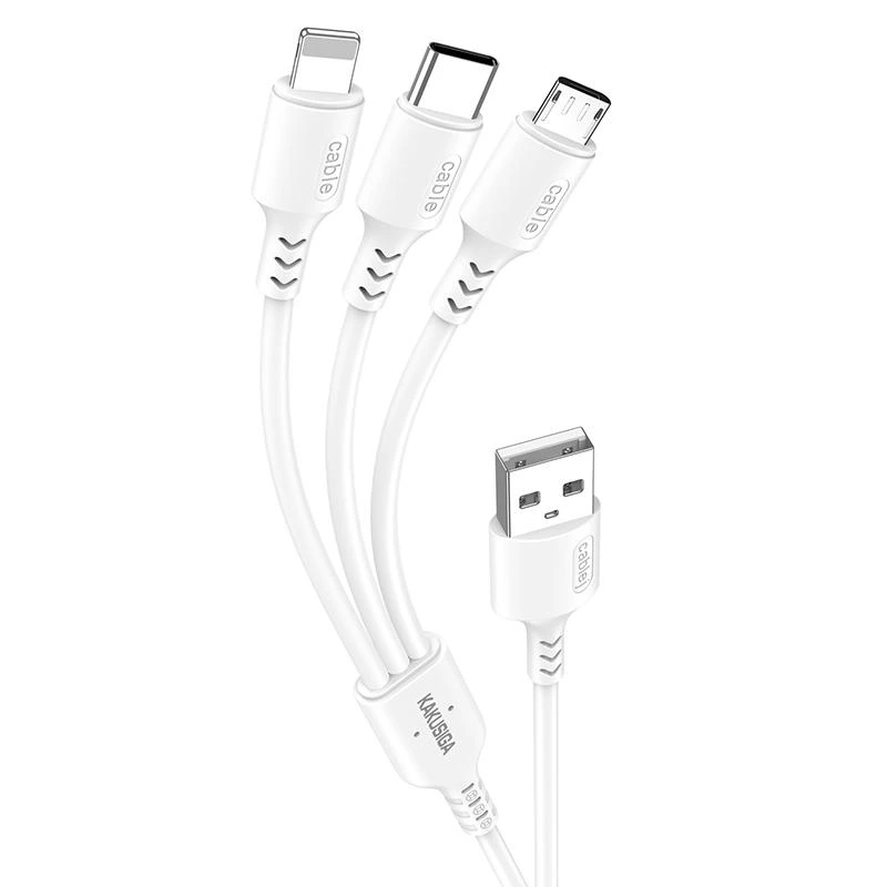 USB кабель Kakusiga KSC-997 3в1 Micro/Lightning/Type-C (1.2м/5A)- білий