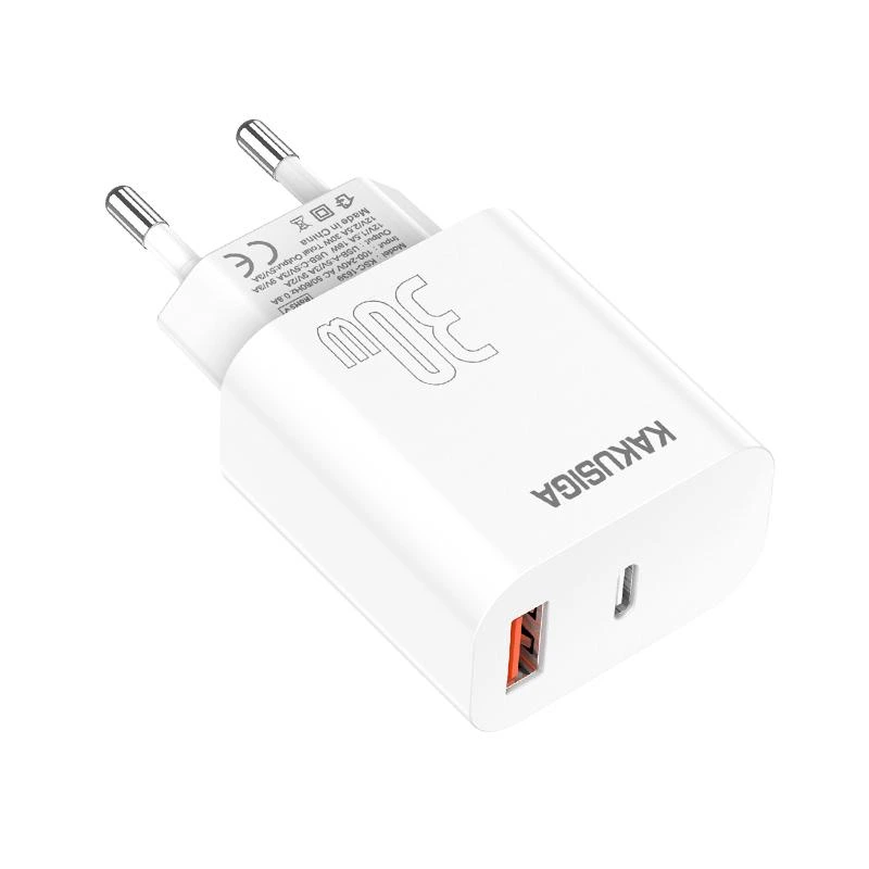 Зарядний пристрій Kakusiga KSC-1639 (1USB/USB-C/30W)- білий