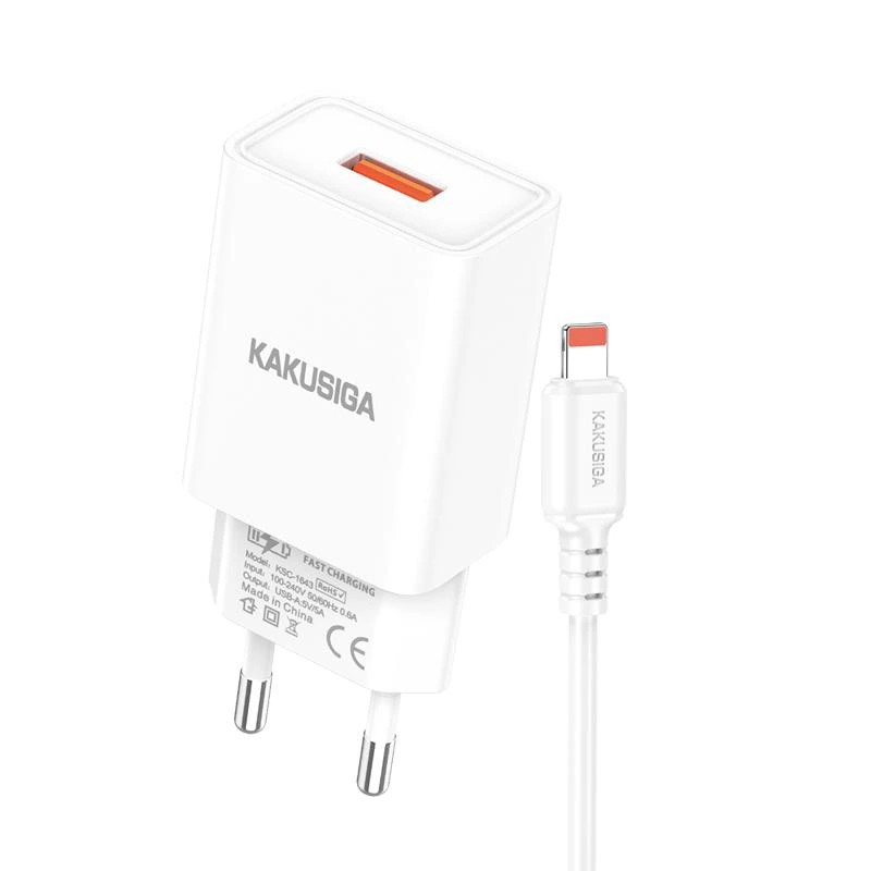 Зарядний пристрій Kakusiga KSC-1644 (1USB/5A) + USB кабель Lightning- білий