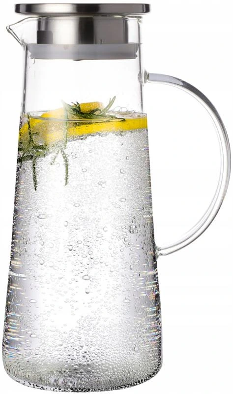 Глечик скляний Kamille 1200мл зі сталевою пробкою та ручкою — Kamille