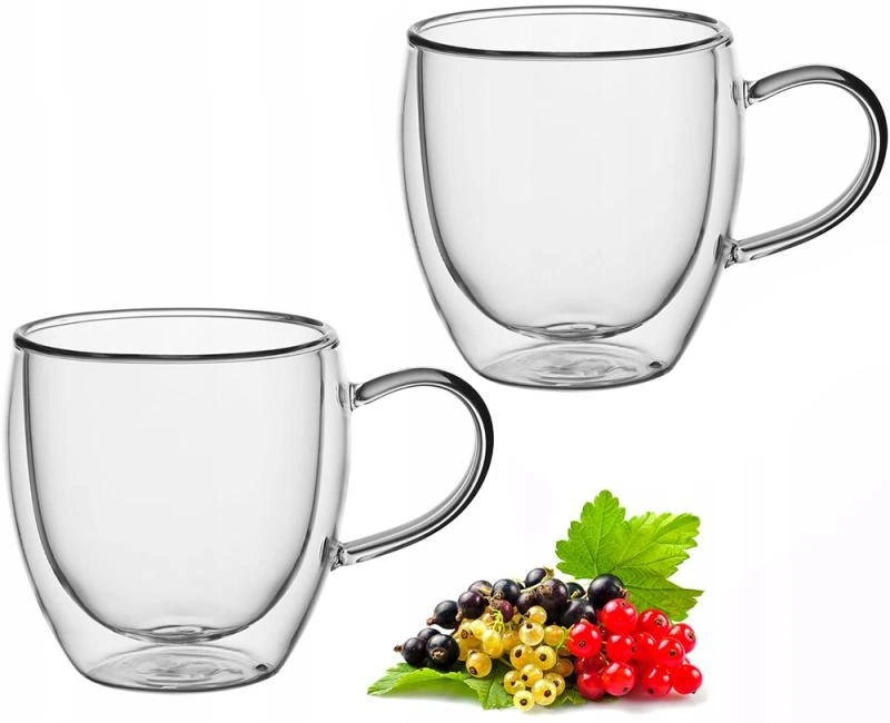 Набір 2 скляні чашки Kamille 250мл, термочашки з подвійними стінками (високі)