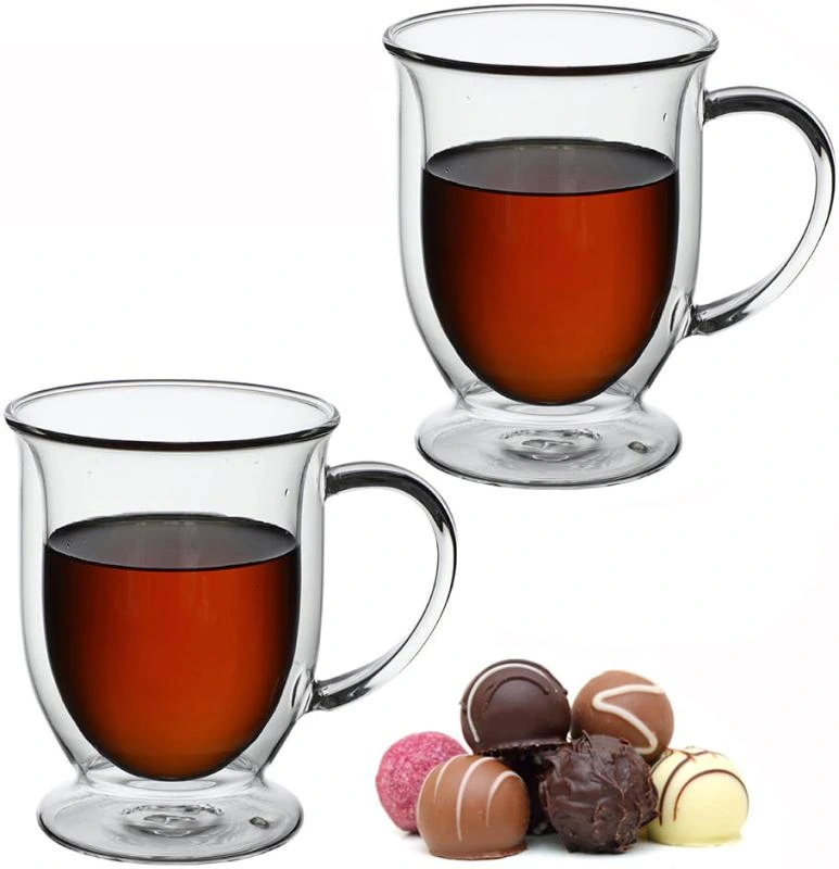 Набір 2 скляні чашки Kamille 370мл, термочашки з подвійними стінками