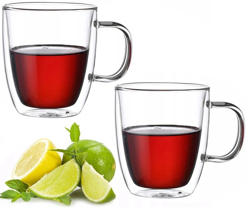 Набір 2 скляні кухлі Kamille 250мл, термокухлі з подвійними стінками