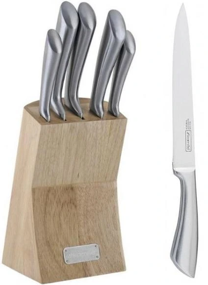 Набір ножів Kamille Perfection&Style 5 кухонних ножів і каучукова колода-підставка