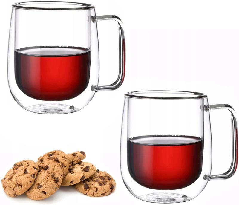 Набір скляних кухлів Kamille 300мл, 2 термокухлі з подвійними стінками