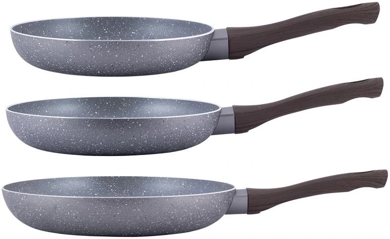 Набір сковорід Kamille Gregers Grey Ø20см, Ø24см, Ø28см з антипригарним покриттям ILAG