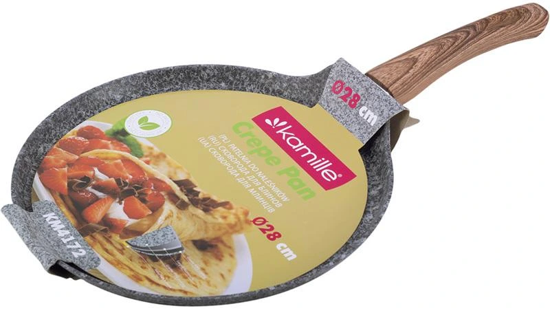 Сковорода для млинців Kamille Grey Marble Ø28см індукційна з антипригарним покриттям