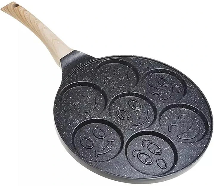 Сковорода Kamille "Посмішка" Ø26см для оладок, з антипригарним покриттям Marble Black (без індукції)