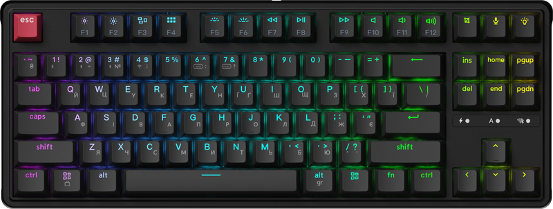 Клавіатура бездротова Keychron C3 Max Super Red Switch Black RGB (C3M-H1-UA)