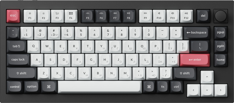 Клавіатура бездротова Keychron Q1 HE Magnetic Switch Black RGB (Q1H-M1-UA)