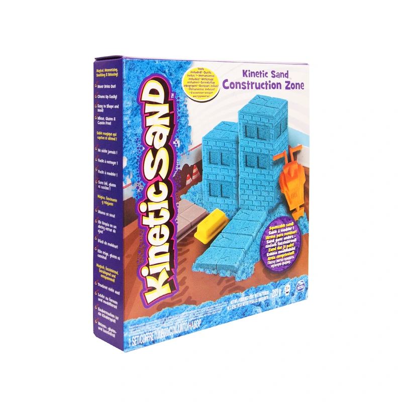 Пісок для дитячої творчості - KINETIC SAND CONSTRUCTION ZONE (блакитний, формочки, 283 г) — Kinetic Sand