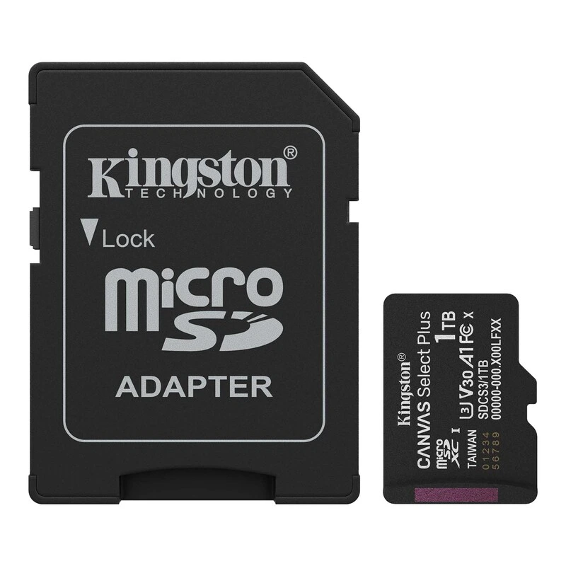 Карта пам'яті microSDXC (UHS-1 U3) Kingston Canvas Select Plus Gen3 1Tb class 10 А1 V30 (R-150MB/s) (adapter SD) — Kingston