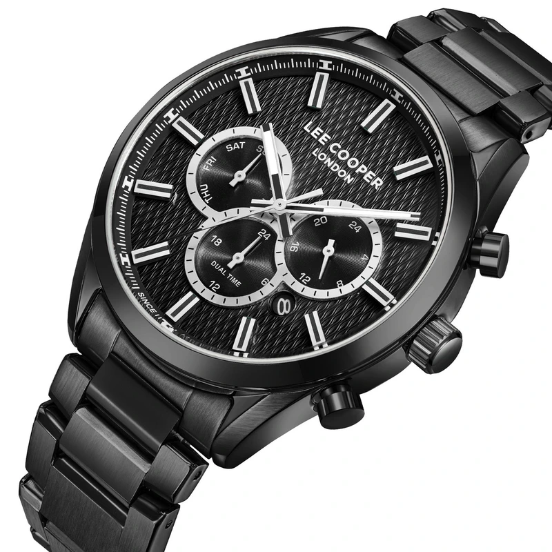 Чоловічий водостійкий годинник Lee Cooper England Black