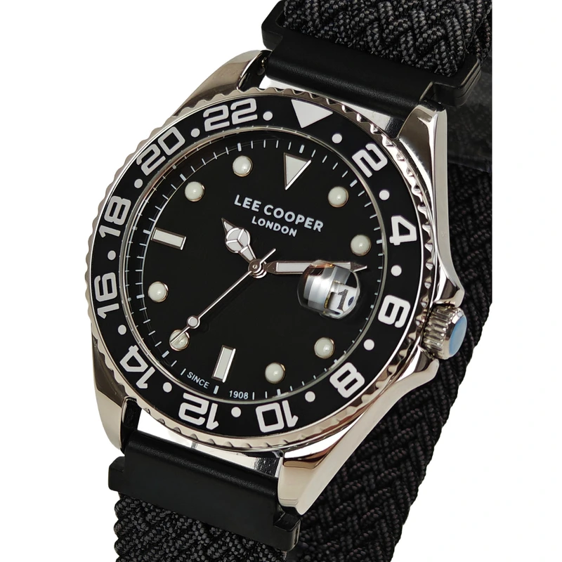 Чоловічий водостійкий годинник Lee Cooper Daytona Vibe Black, 2 ремінці — Lee Cooper