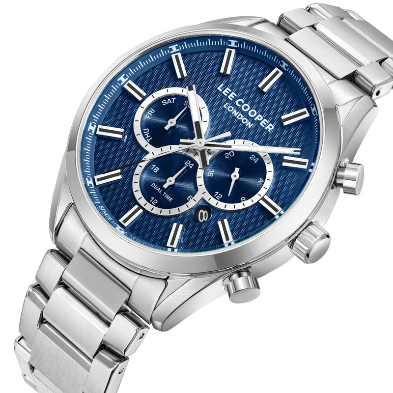 Чоловічий водостійкий годинник Lee Cooper England Silver
