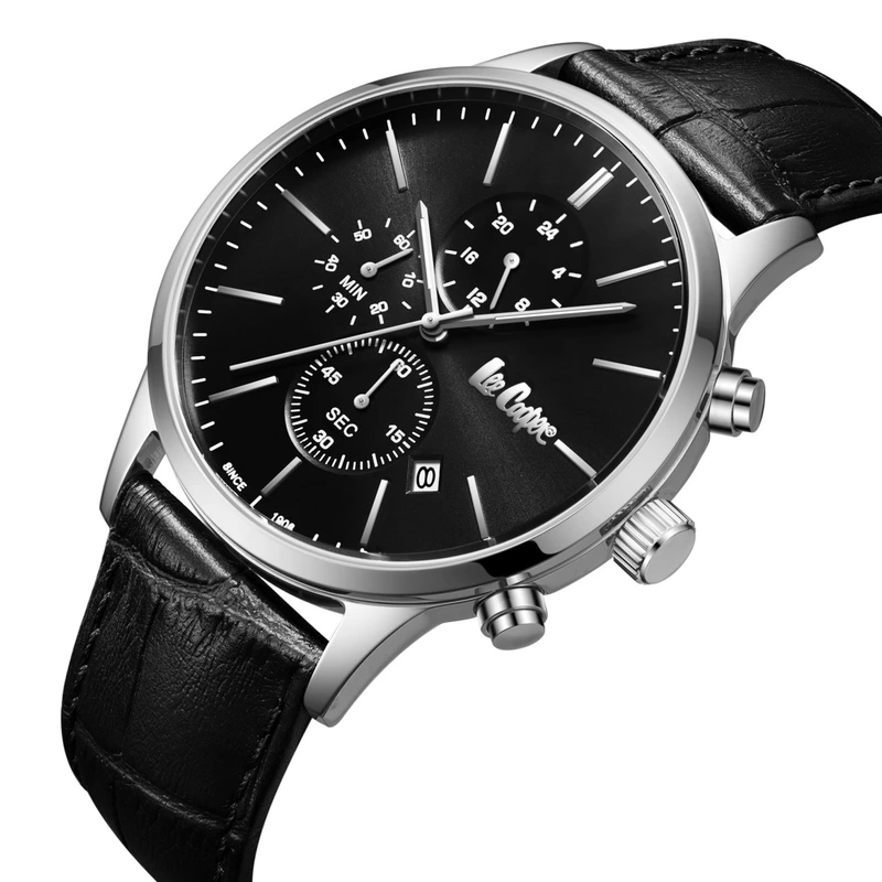 Чоловічий водостійкий годинник Lee Cooper Leather Black