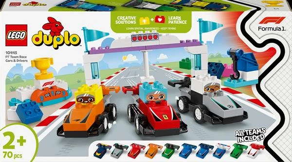 Конструктор LEGO DUPLO Town Автомобілі для перегонів і пілоти команд Формули-1, 70 деталей (10445)