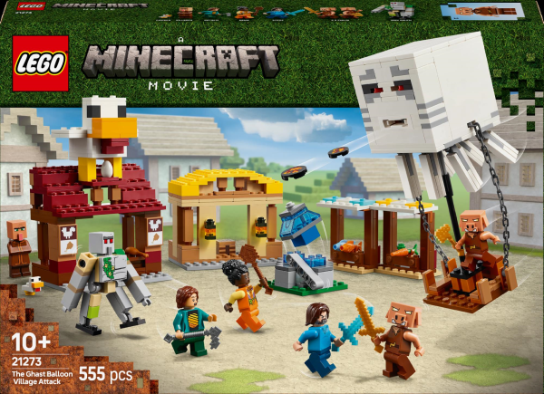 Конструктор LEGO Minecraft Напад на село з повітряною кулею Ґаст 555 деталей (21273)
