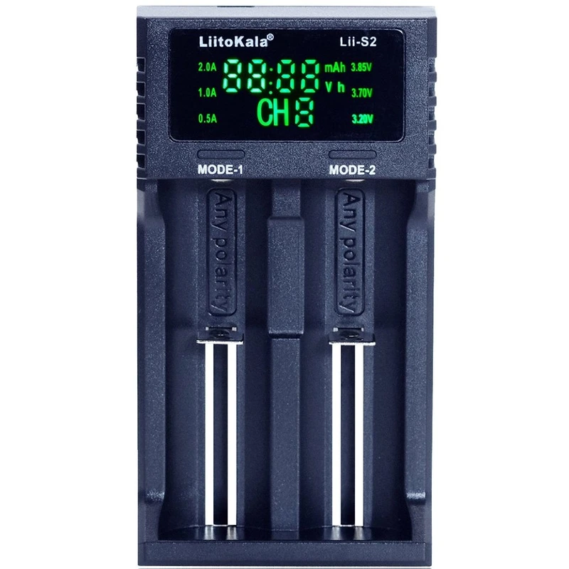 Зарядний пристрій Liitokala Lii-S2, 2 канала, Ni-Mh/Li-ion/LiFePo4, USB, LCD, Box
