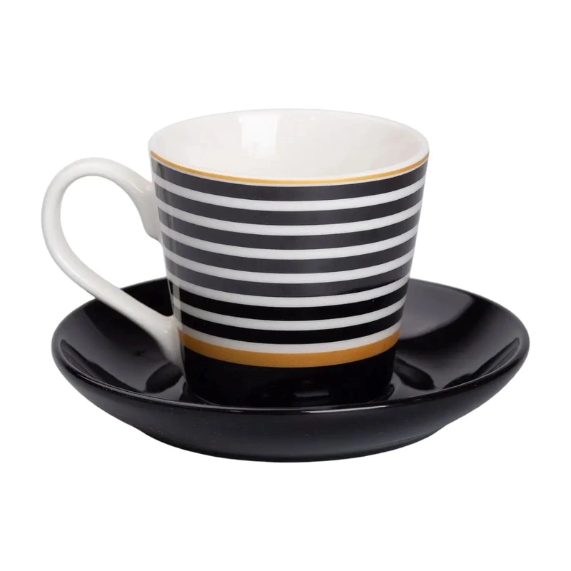 порцелянова чашка з чорним блюдцем 200 мл RX-N24708B — Liling Rongxiang Ceramic
