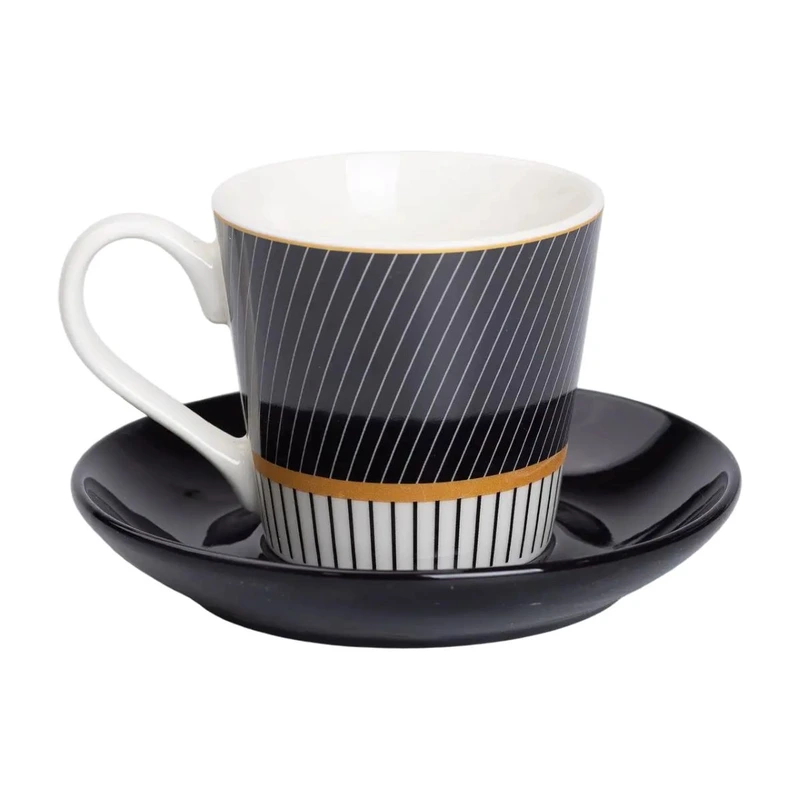 порцелянова чашка з чорним блюдцем 200 мл RX-N24708BW — Liling Rongxiang Ceramic
