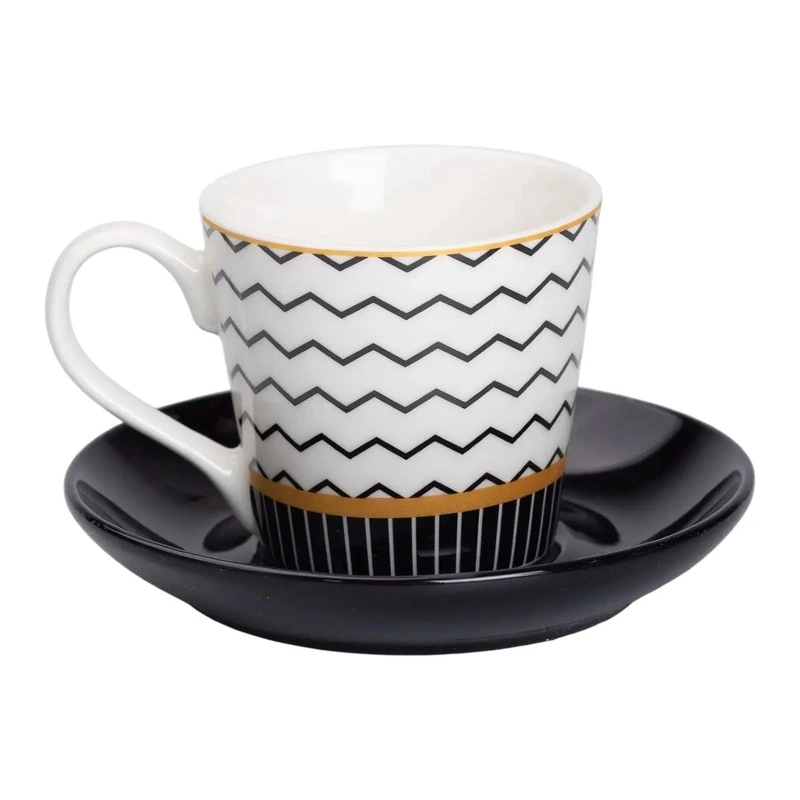 порцелянова чашка з чорним блюдцем 200 мл RX-N24708WH — Liling Rongxiang Ceramic