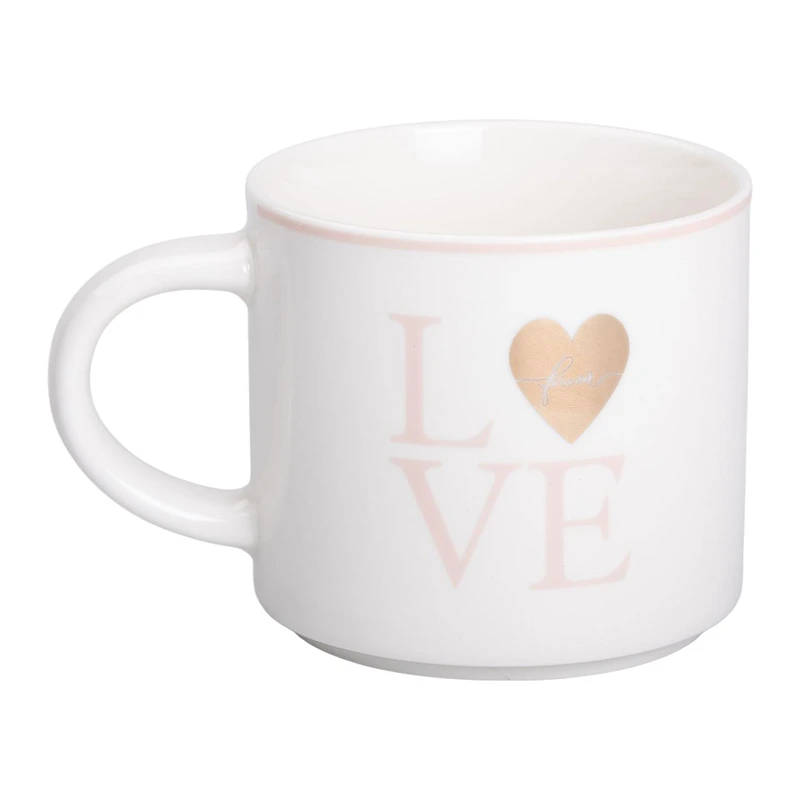 Чашка порцелянова 350 (мл) для кави та чаю Love Біла RX-N240126WL — Liling Rongxiang Ceramic